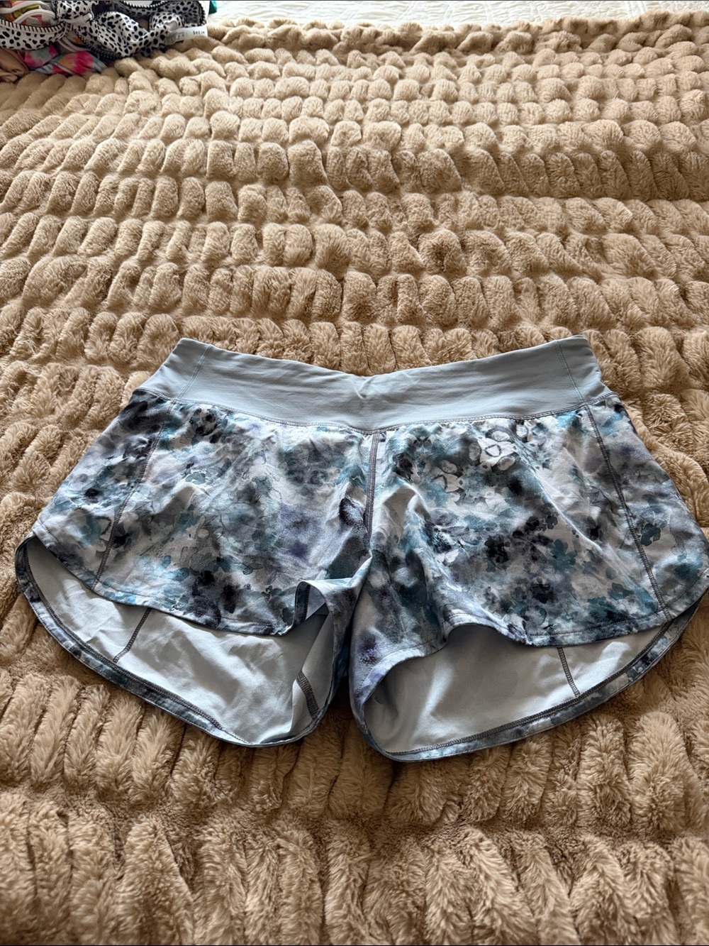 lululemon athletica Light Blue Floral-Print Athletic Shorts